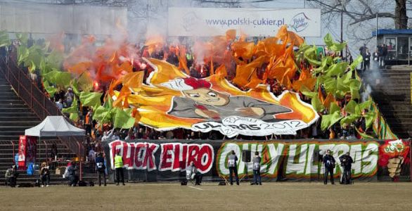 Zaglebie Lubin ultras against Euro 2012