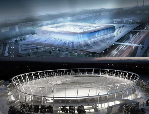 Ruch stadium - proposed and eventual