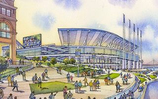 New design: Stadium beside dome in St. Louis