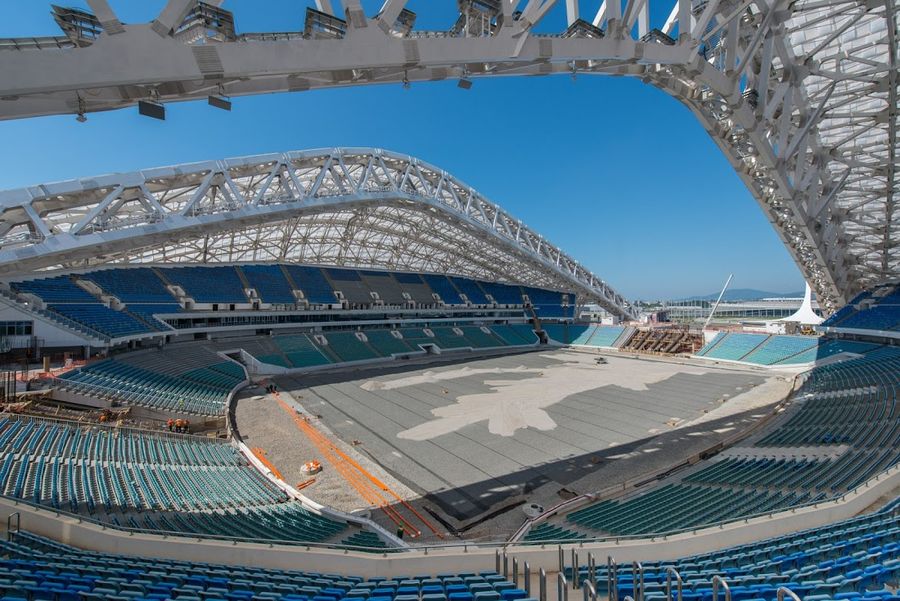 Sochi, Russia - June 15, 2018: Sochi, The Stadium Fisht. The Fans Filled  The Stadium. Match Portugal Vs Spain Stock Photo, Picture and Royalty Free  Image. Image 106260509.