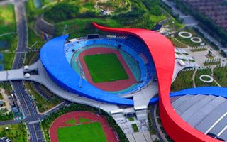 New stadium: The red-blue ribbons of Zhenjiang