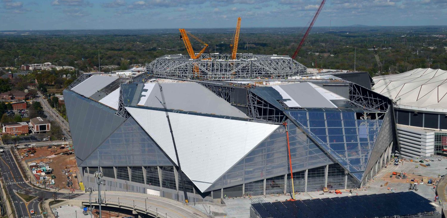 Construction on Mercedes-Benz Stadium nears completion (PICS