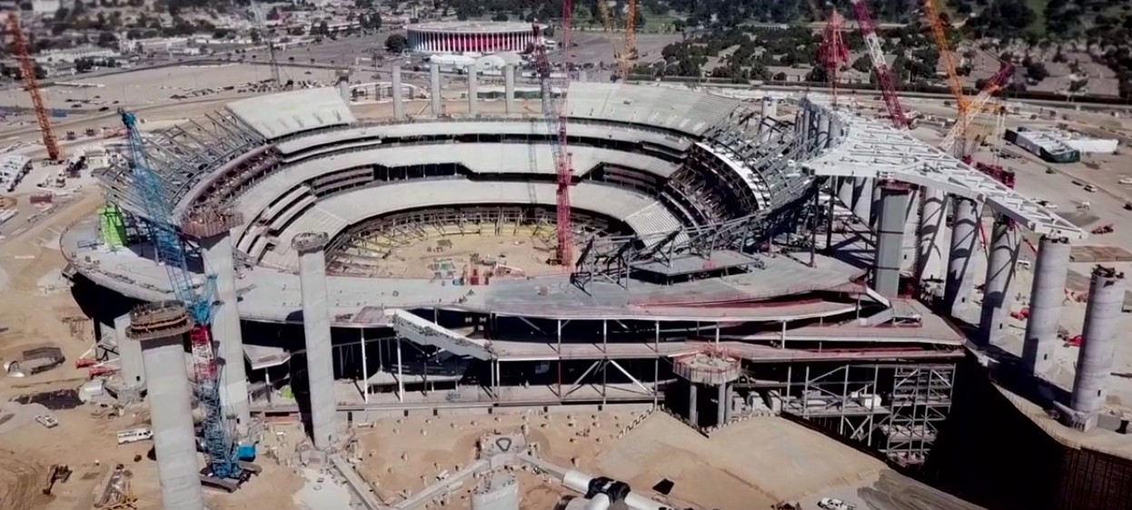 Rams Chargers LA Stadium Sept '18 Drone Construction Tour 