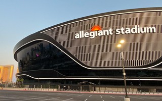 Allegiant Stadium Redefines Las Vegas Skyline With Night-Time Flyover