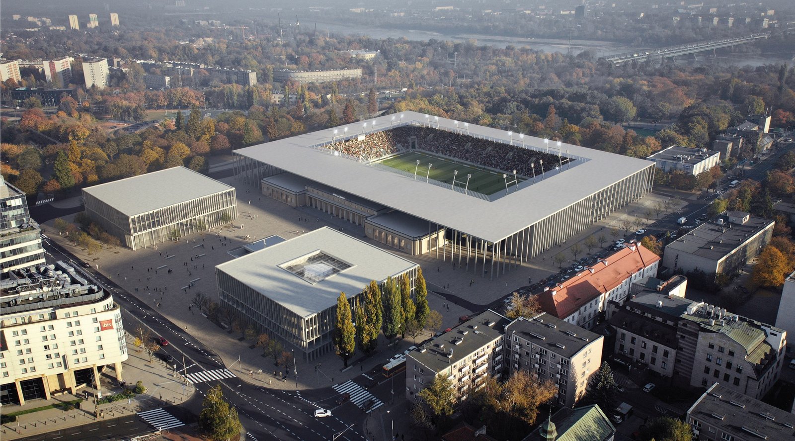 Polonia Warszawa's stadium in central Warsaw, Konwiktorska St.