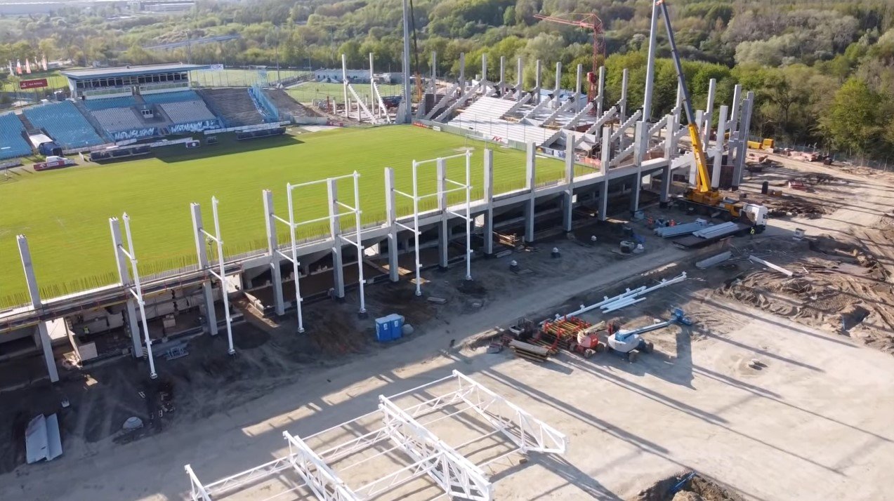 Stadion Miejski w Płocku, plac budowy Mirbud