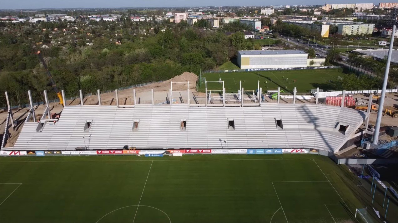 Stadion Miejski w Płocku, plac budowy Mirbud