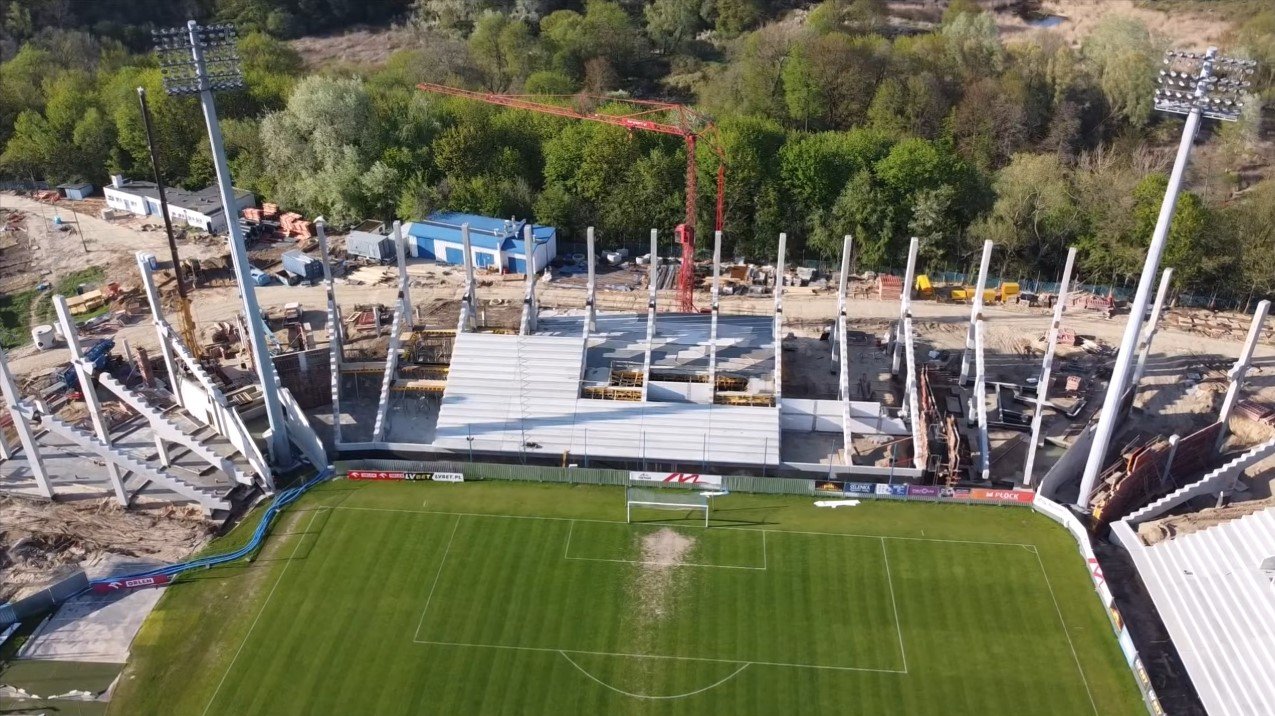 Stadion Miejski w Płocku, plac budowy Mirbud