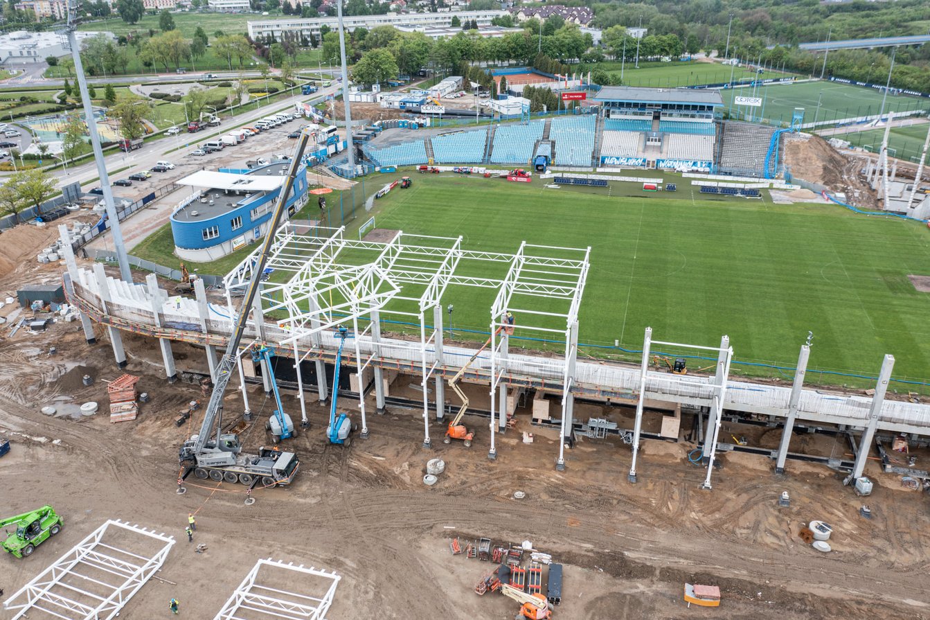 Stadion Miejski w Płocku, plac budowy Mirbud