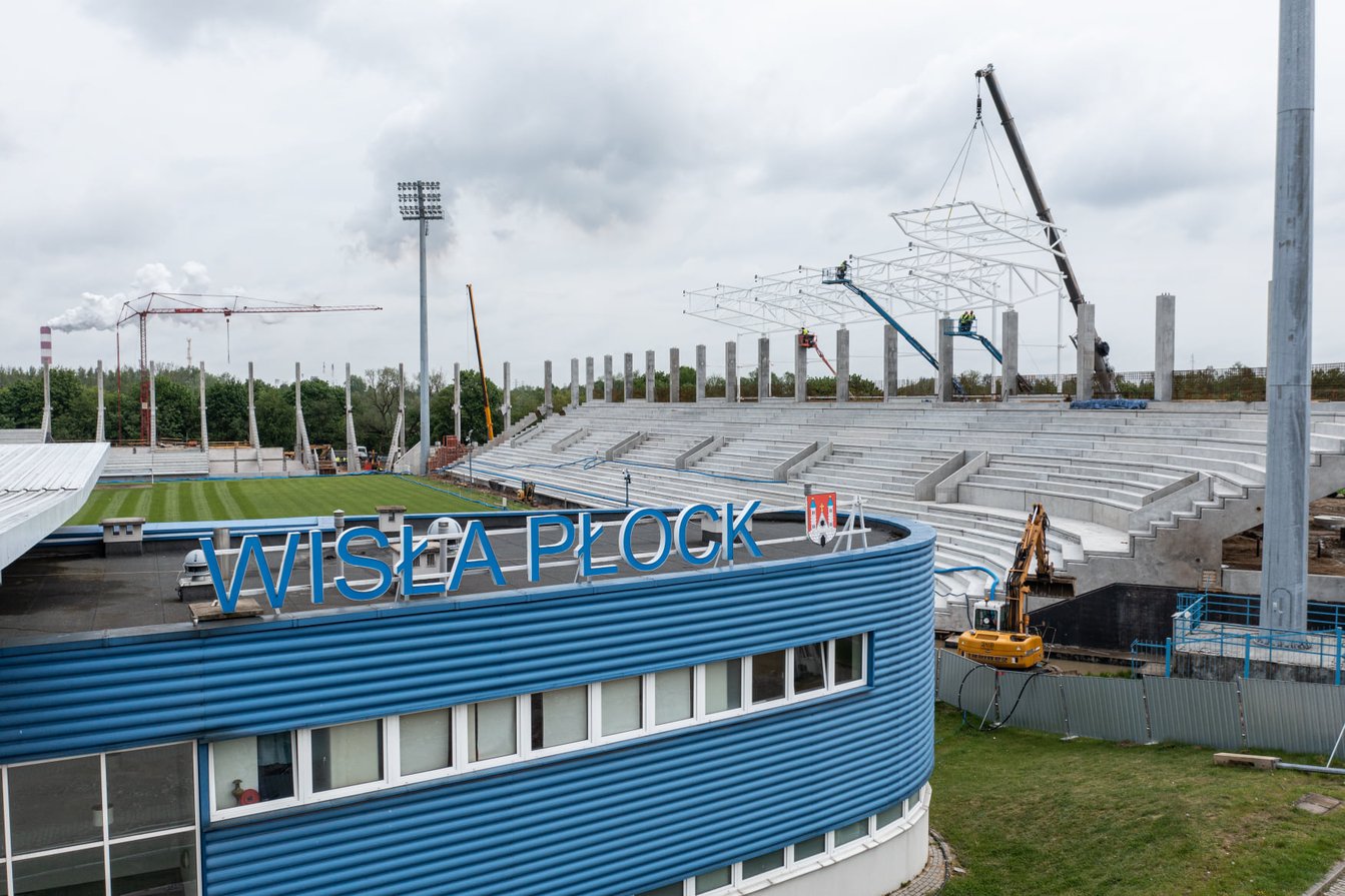 Stadion Miejski w Płocku, plac budowy Mirbud