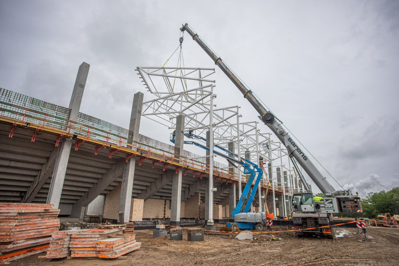 Stadion Miejski w Płocku, plac budowy Mirbud