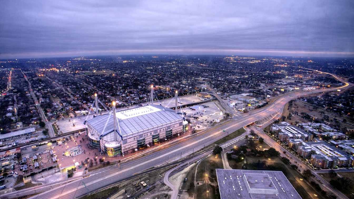 stunning shot of alamodome taken from the heght