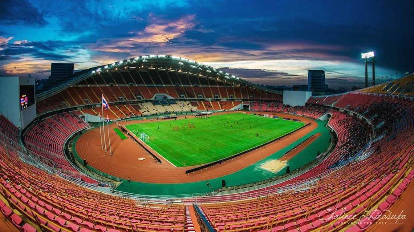 Rajamangala Stadium in the evening - view of stands