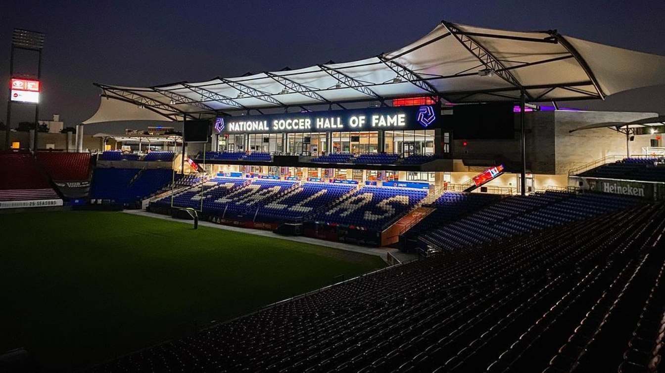 Toyota Stadium and National soccer hall of fame at night