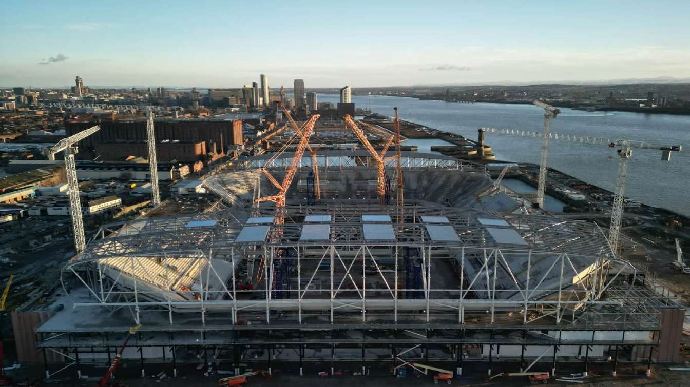 everton stadium construction - view from a drone