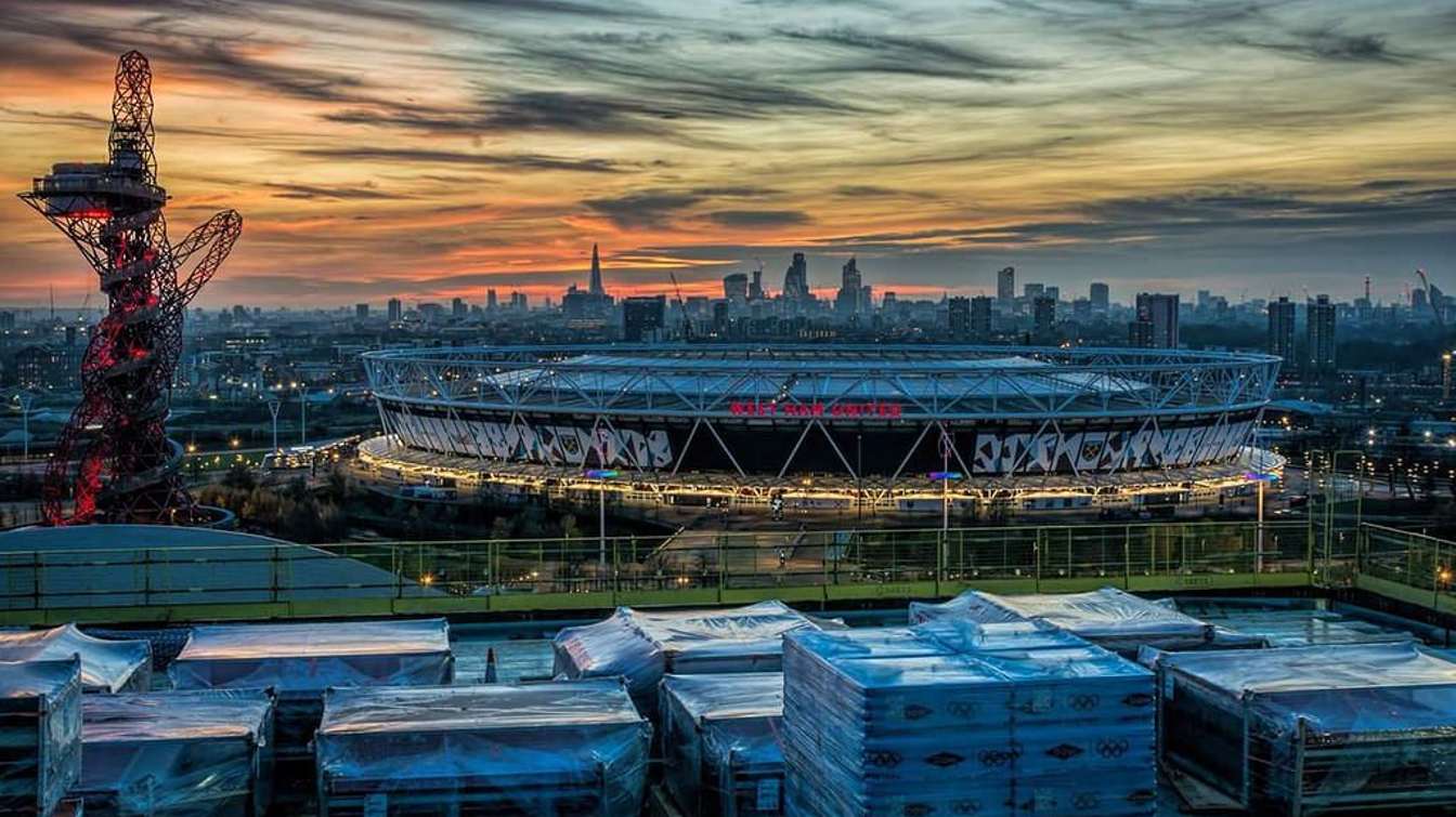 London Stadium during sunset
