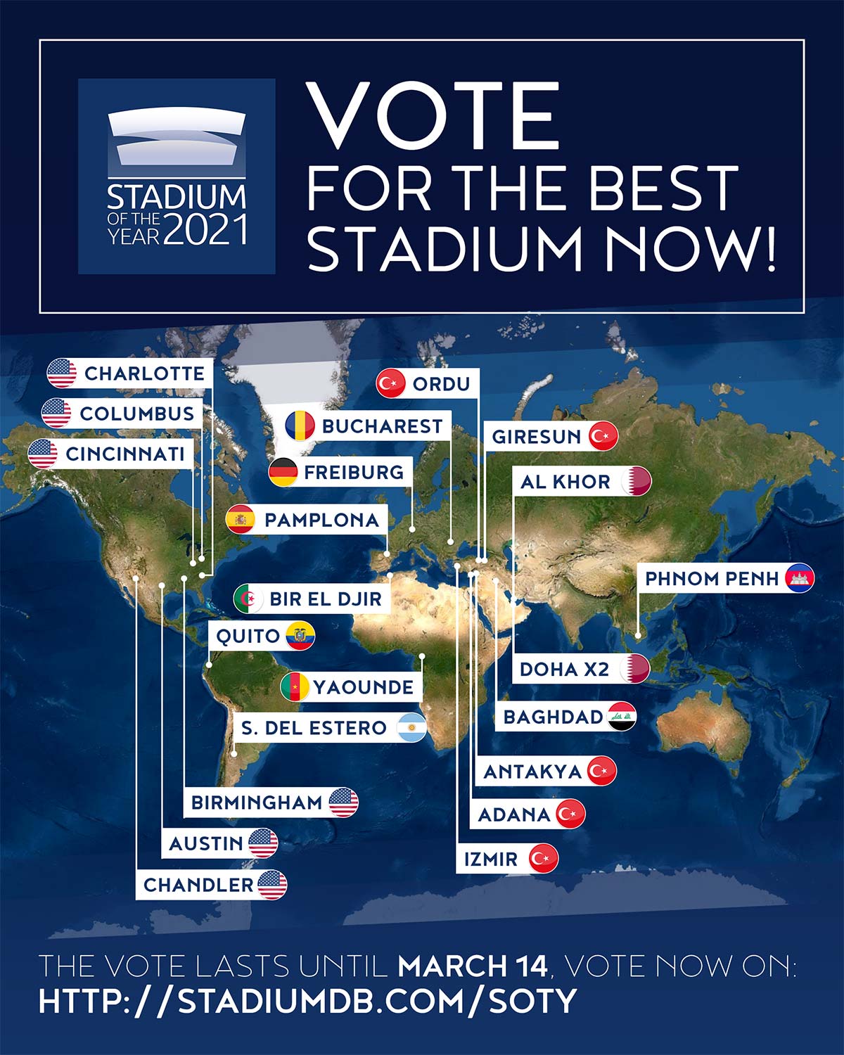 Stadium of the Year 2021 - map