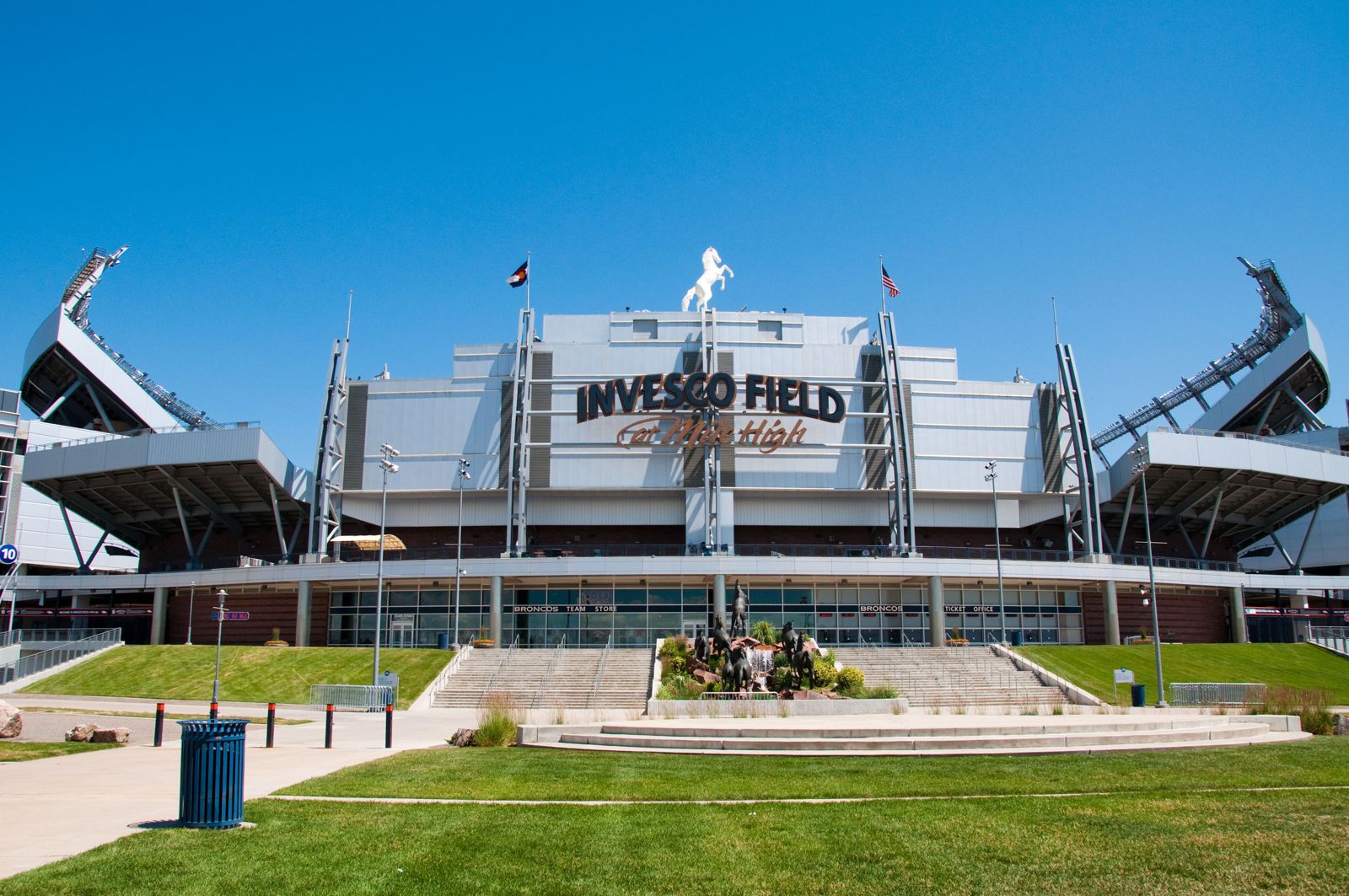 Sports Authority Field at Mile High, home stadium of the Denver Broncos  National Football League team in Denver, Colorado. The mile-high portion of  the title refers to stadium's location almost exactly where