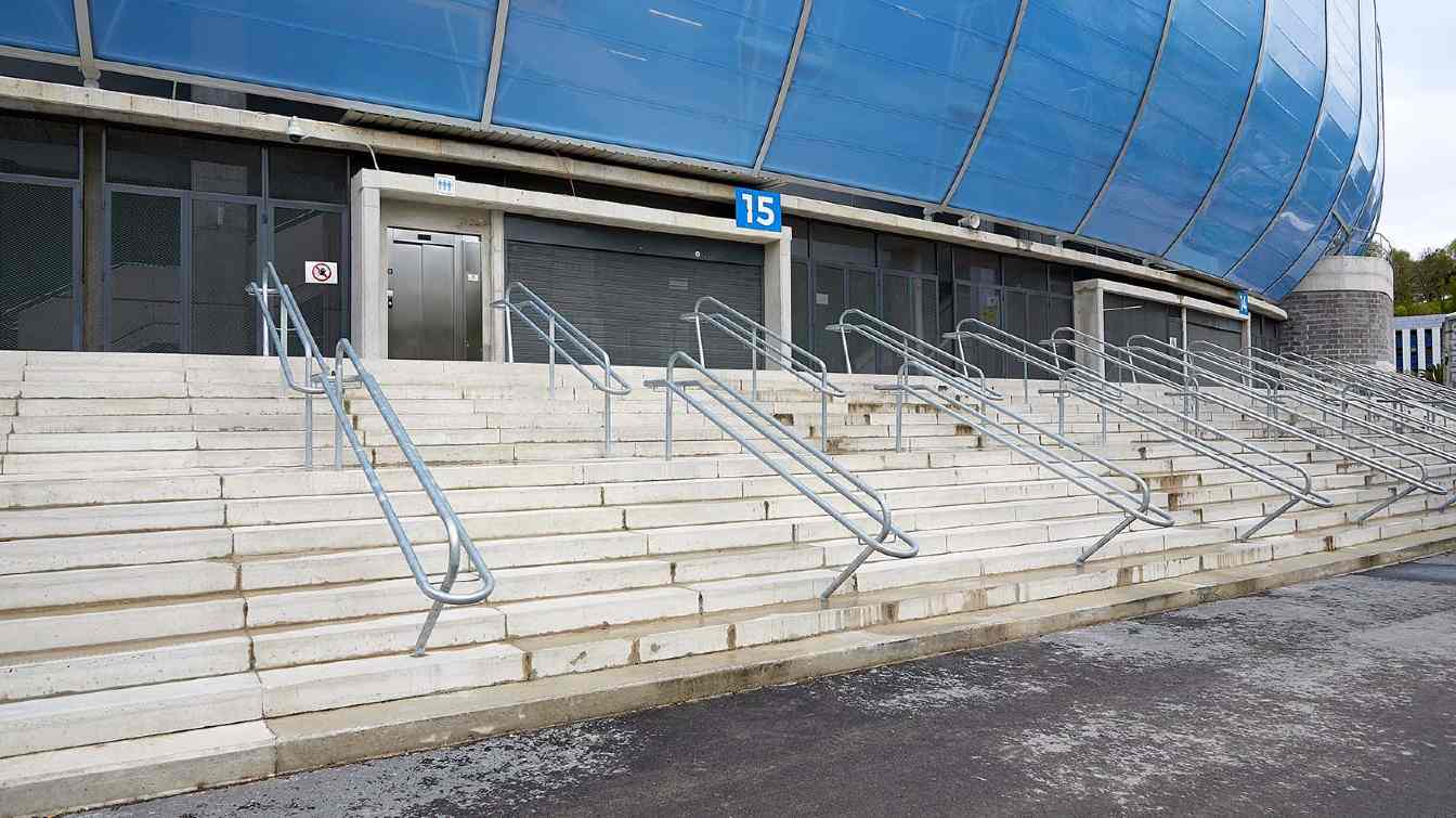 Stairs in front of the entrance to the Reale Arena