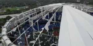 USA: Tropicana Field stadium roof destroyed by Hurricane Milton