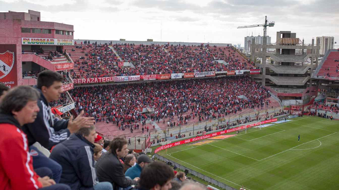 Construction of the stadium lasted until 2017. Pictured is the unfinished devil's throat a year before the completion of works.