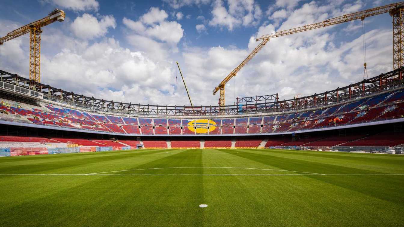 For the next year, Camp Nou will combine being a construction site and a playing field.