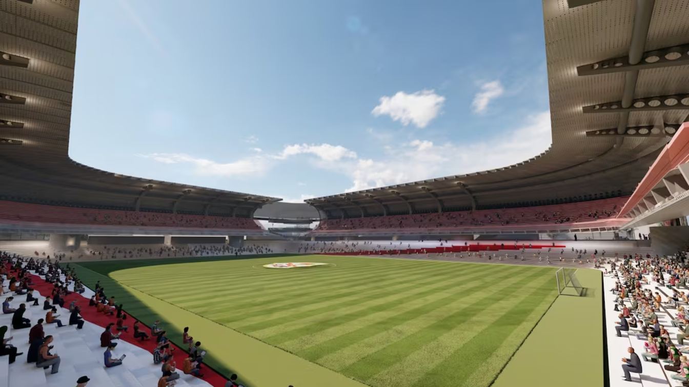 The project involves rotating the playing field and increasing its capacity.