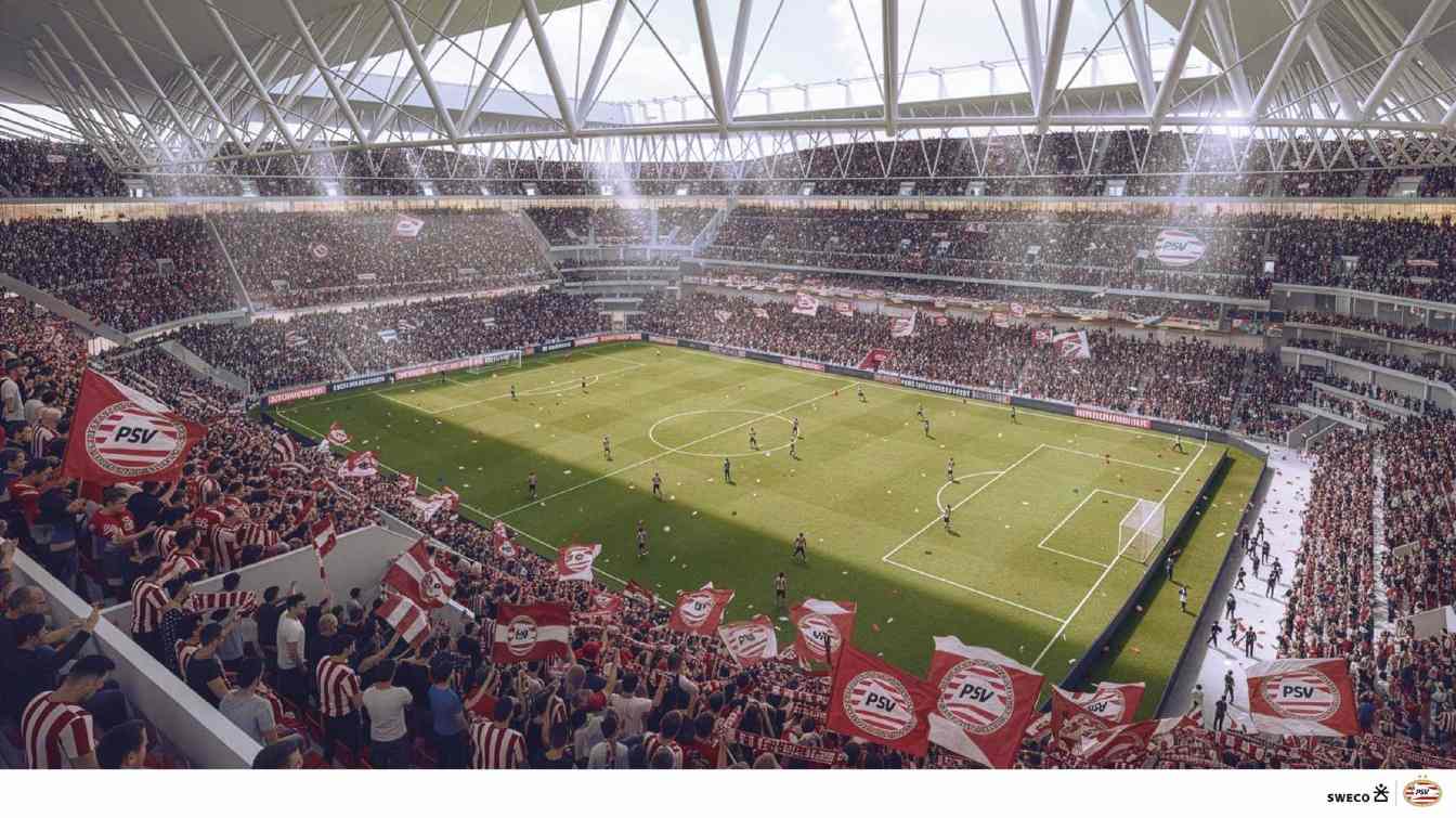 The Philips Stadion redevelopment project includes the construction of a third tier and an increase in capacity from around 35,000 to up to 58,500 seats.
