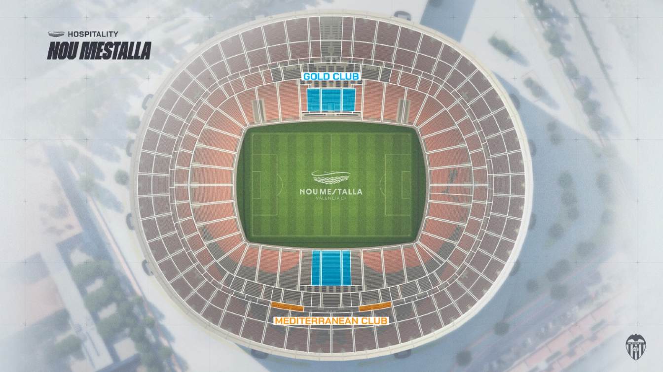 The Gold Club will be located on the West Stand and the Mediterranean Club on the East Stand.