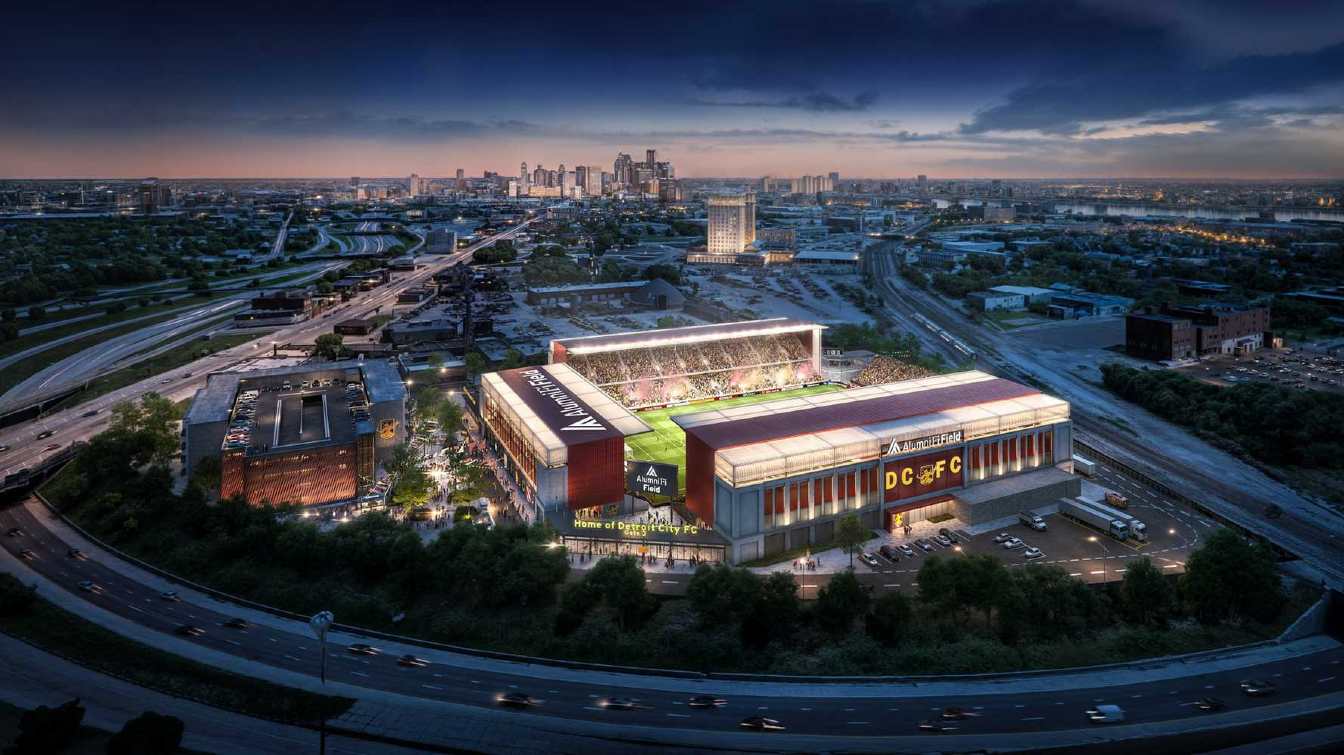 AlumniFi Field is planned to hold around 15,000 fans and become one of Corktown&rsquo;s key redevelopment projects, rising on the former Southwest Detroit Hospital site.