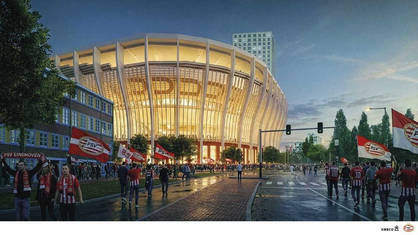 PSV Eindhoven has chosen Bouwers Met Visie to expand Philips Stadium. The project could increase capacity to as many as 58,500 fans and potentially make it the largest stadium in the Netherlands.
